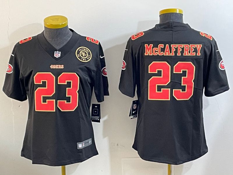 Youth San Francisco 49ers #23 Mccaffrey Black Gold 2024 Nike Vapor Limited NFL Jersey style 12022